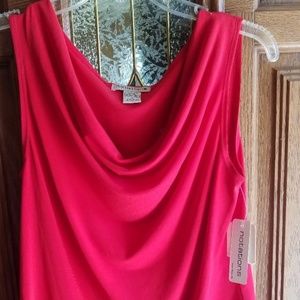 Boat Neck Red Sleeveless Blouse